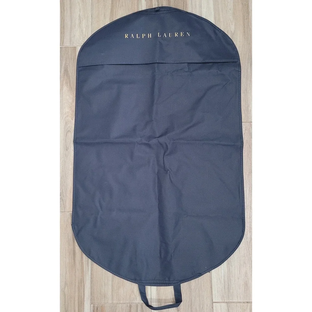 Ralph Lauren Navy Blue Garment Bag Travel Suit Cover Gold Logo Foldable Bag